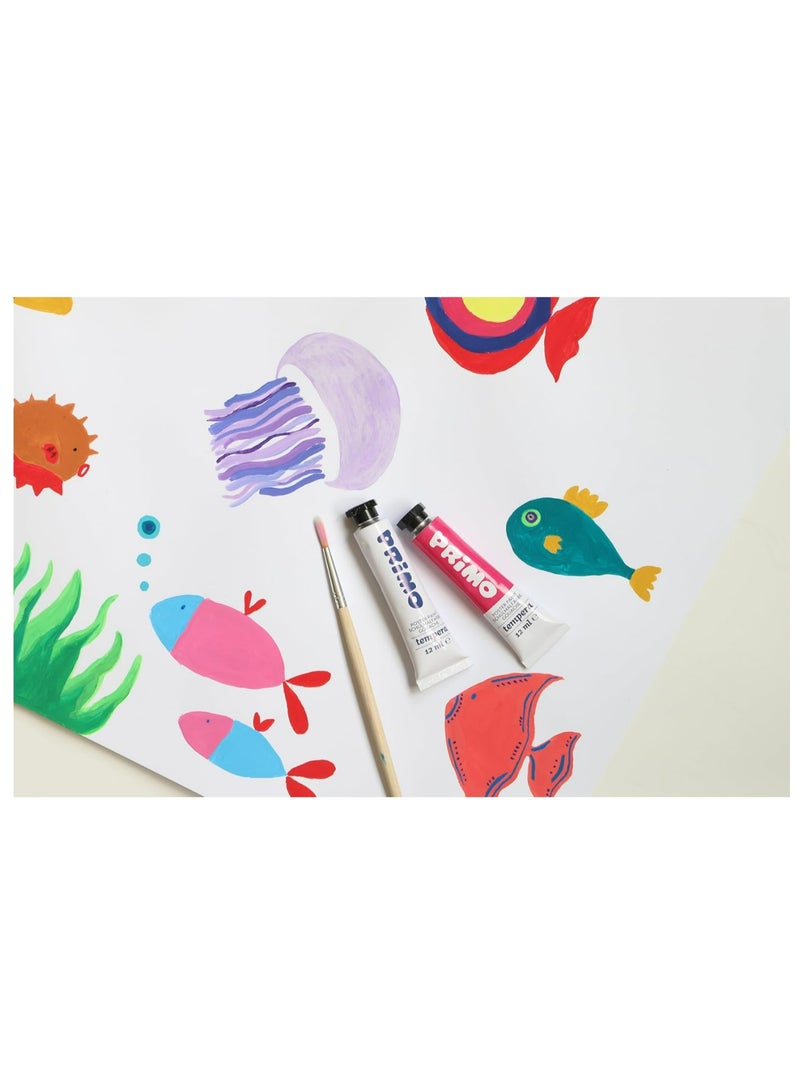 بريمو موروكولور بريمو، ١٢ لونًا من ألوان التمبرا، ٧٫٥ مل، ألوان تمبرا في أنابيب بألوان زاهية وكثيفة ومعتمة، مثالية لجميع الأسطح، علبة متعددة الاستخدامات قابلة لإعادة الاستخدام، صنع في إيطاليا - Image 3